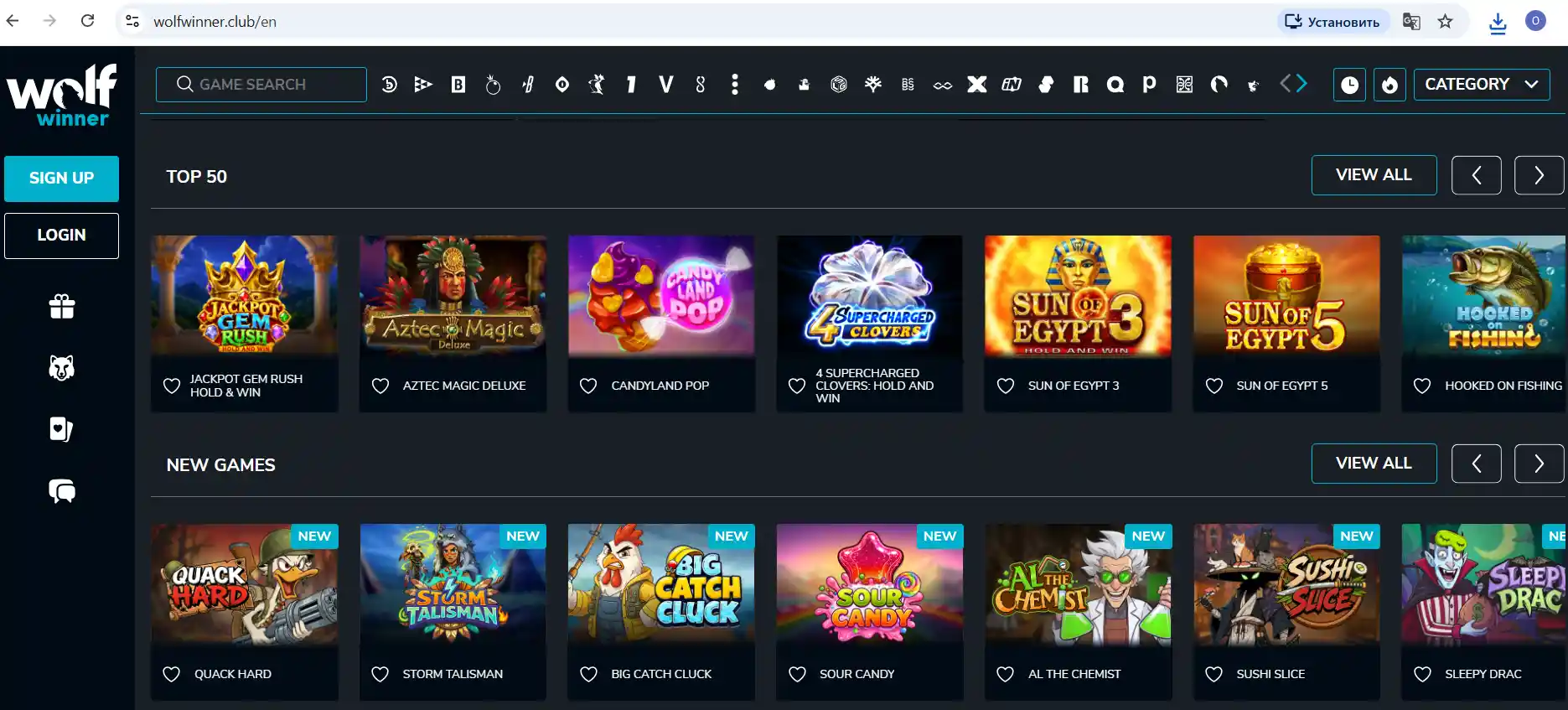 A dark casino game lobby concept with slot tiles and a live table area